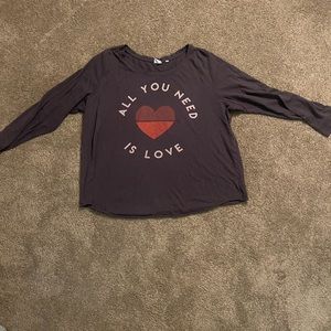 Junk Food “all we need is love” long sleeved blue T-shirt 2XL plus size